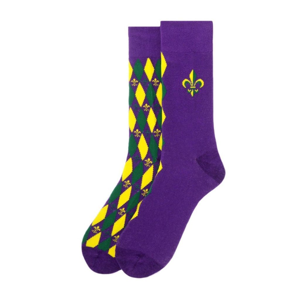 Mardi Gras Mens Fleur de Lis Socks